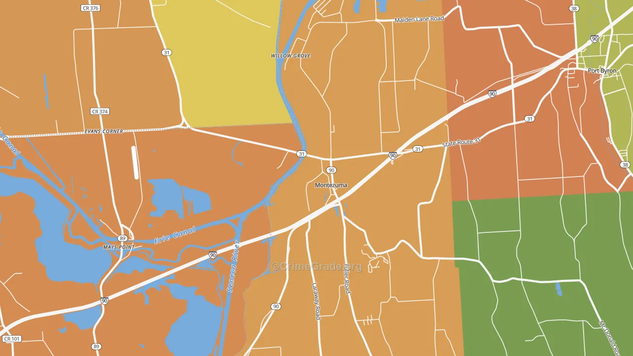 Montezuma, NY Map of Burglary Rates