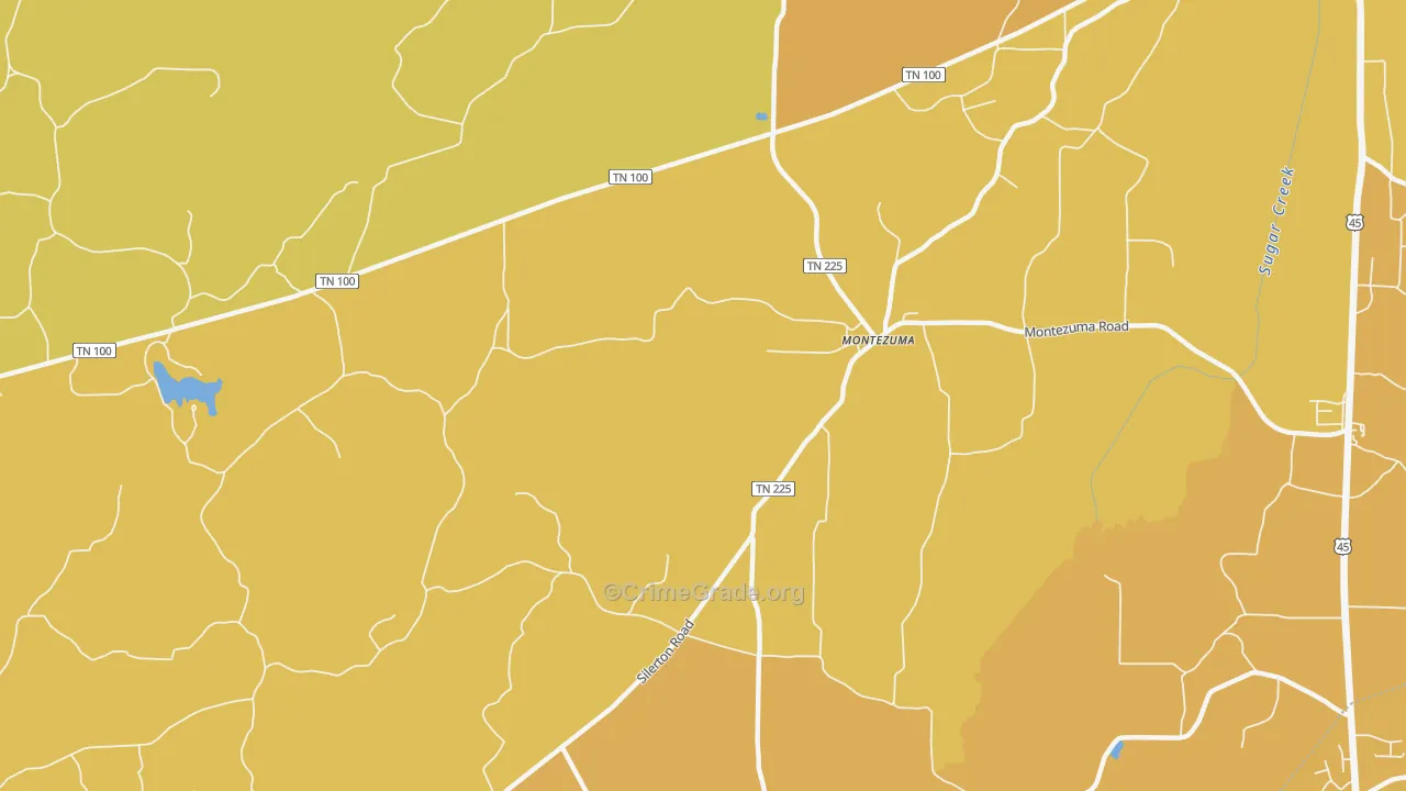 Montezuma, TN Map of Burglary Rates