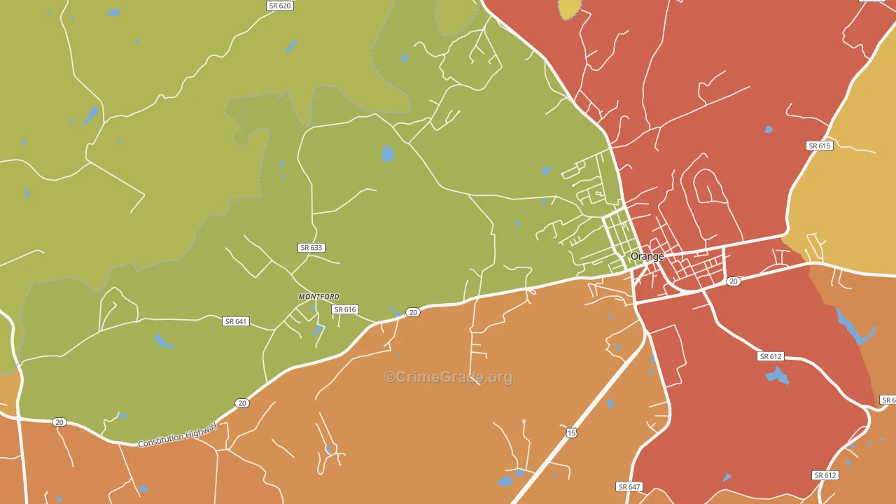 Montford, VA Map of Burglary Rates