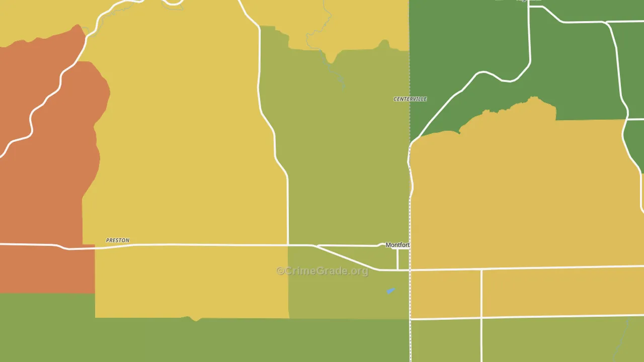 Montfort, WI Map of Burglary Rates