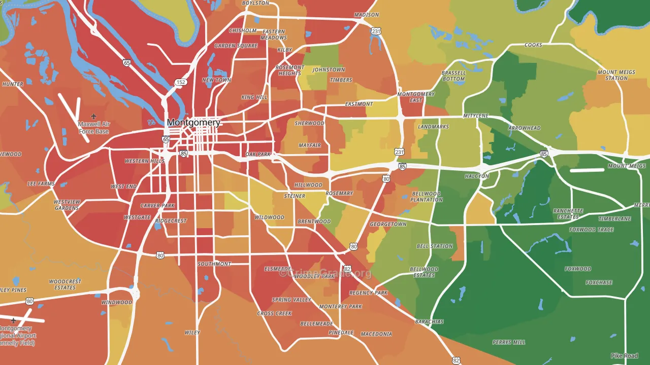 Montgomery, AL Map of Burglary Rates
