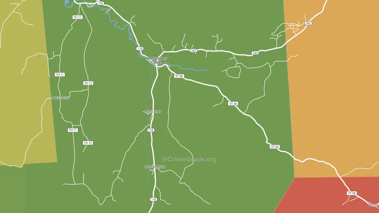 Montgomery Center, VT Map of Burglary Rates