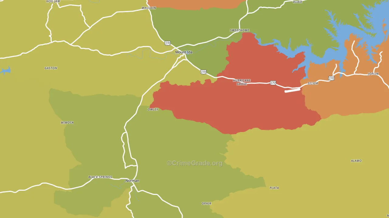 Montgomery County, AR Map of Burglary Rates