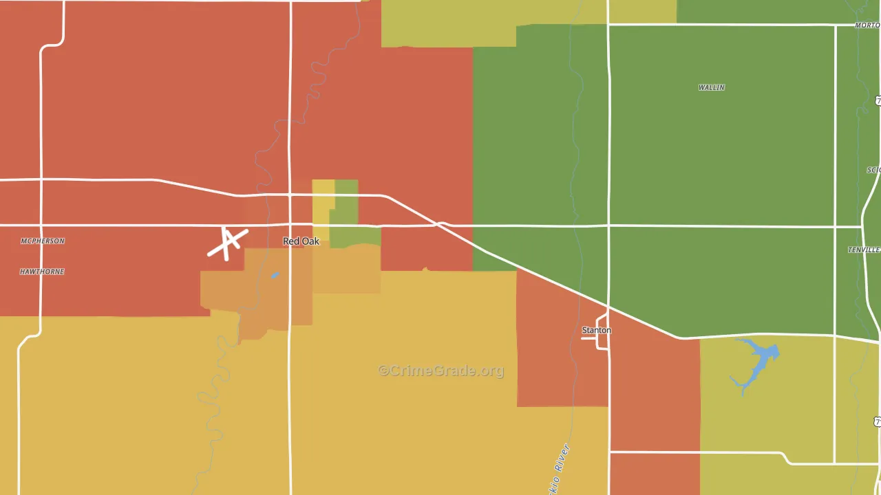 Montgomery County, IA Map of Burglary Rates