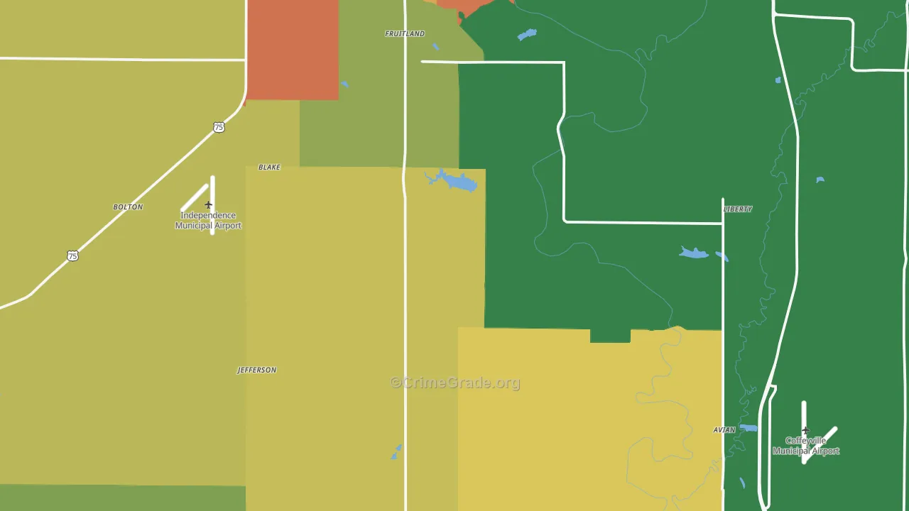 Montgomery County, KS Map of Burglary Rates