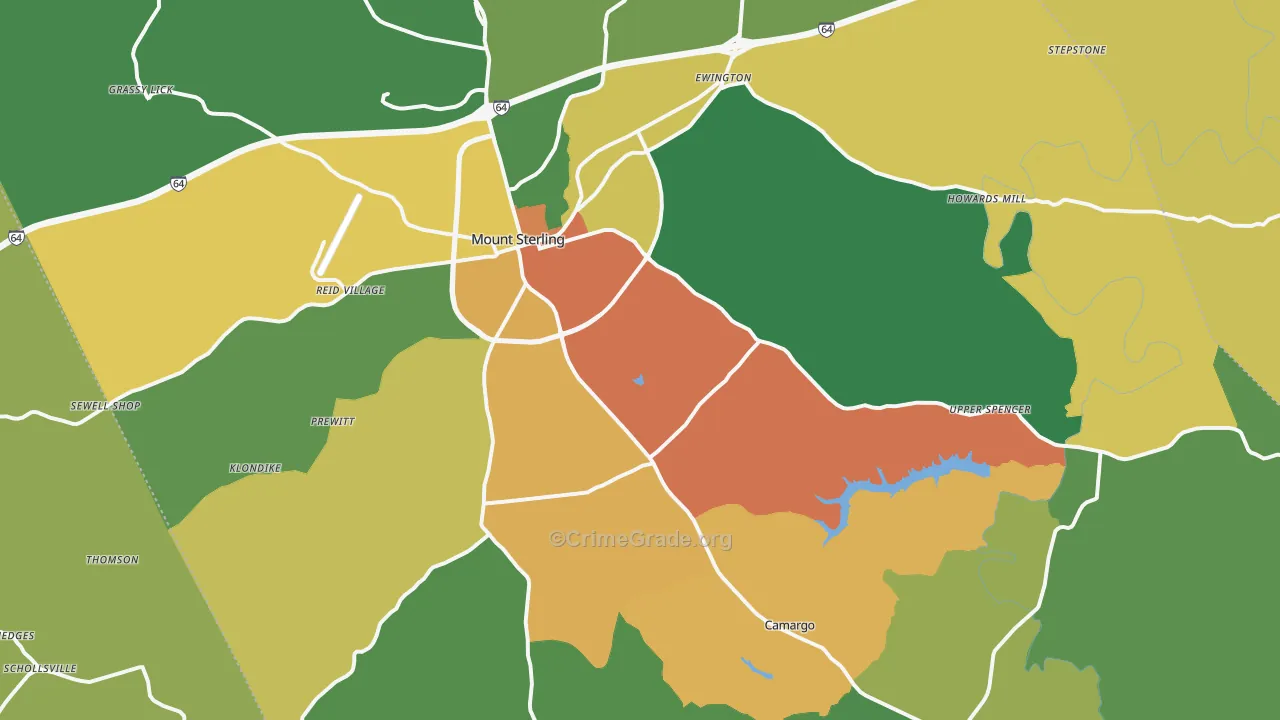 Montgomery County, KY Map of Burglary Rates