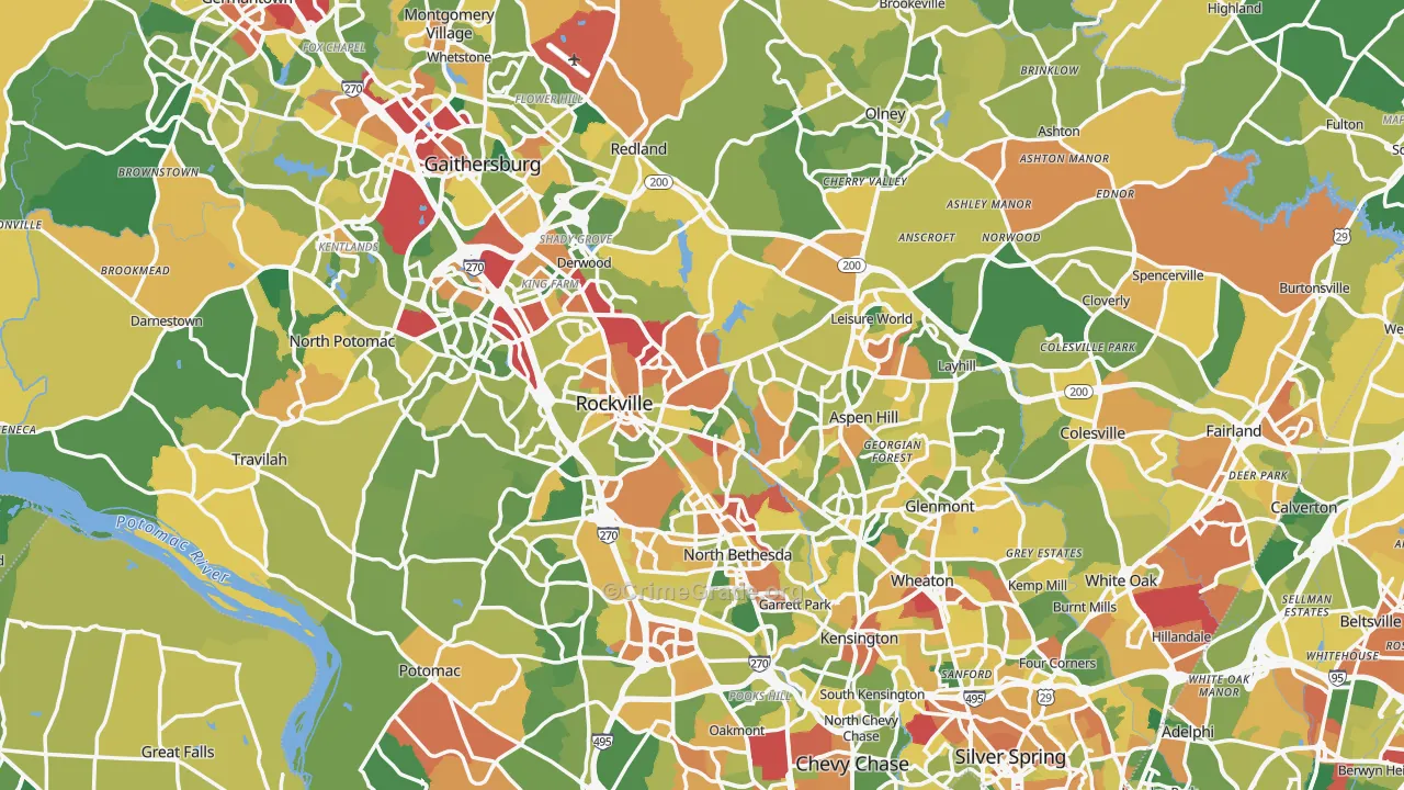 Montgomery County, MD Map of Burglary Rates