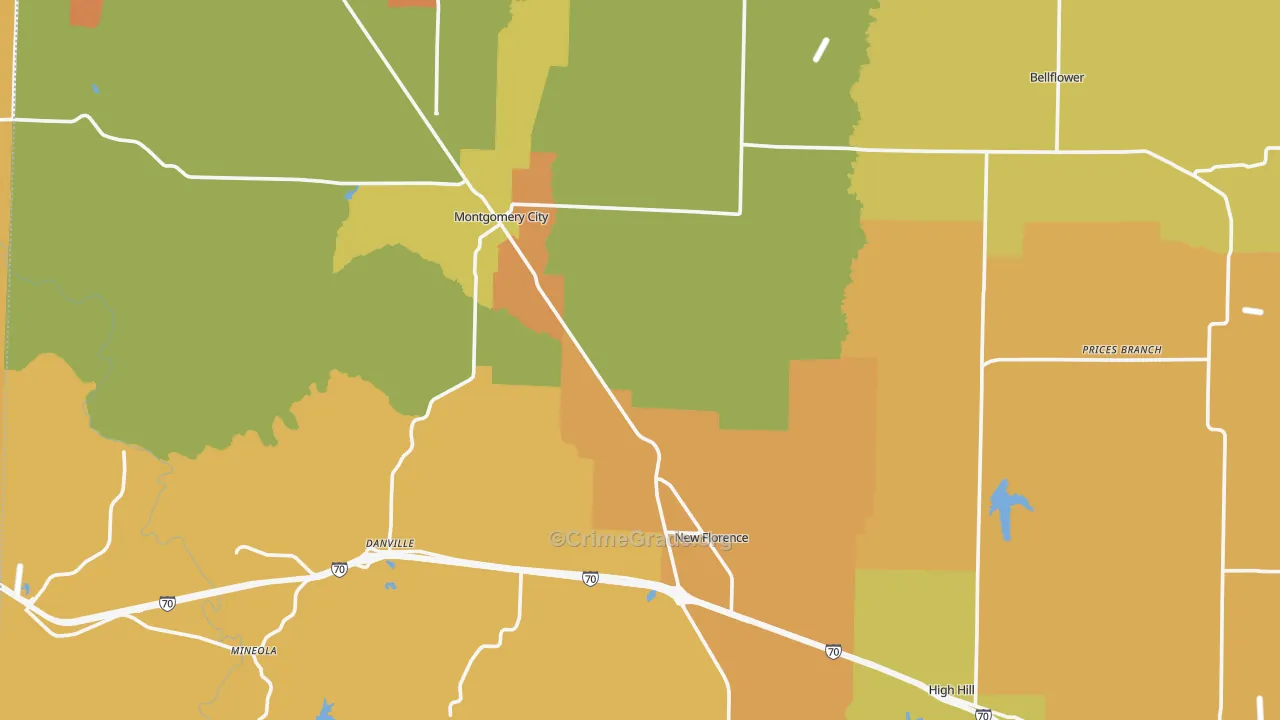 Montgomery County, MO Map of Burglary Rates