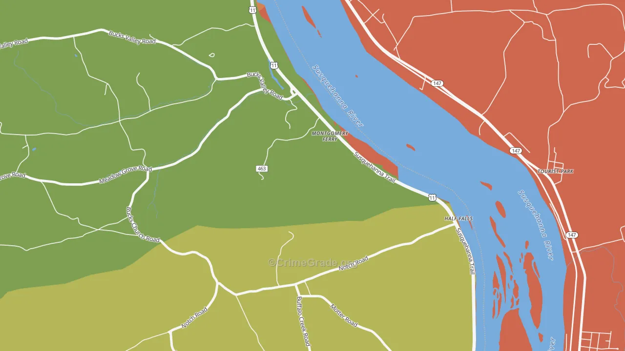 Montgomery Ferry, PA Map of Burglary Rates