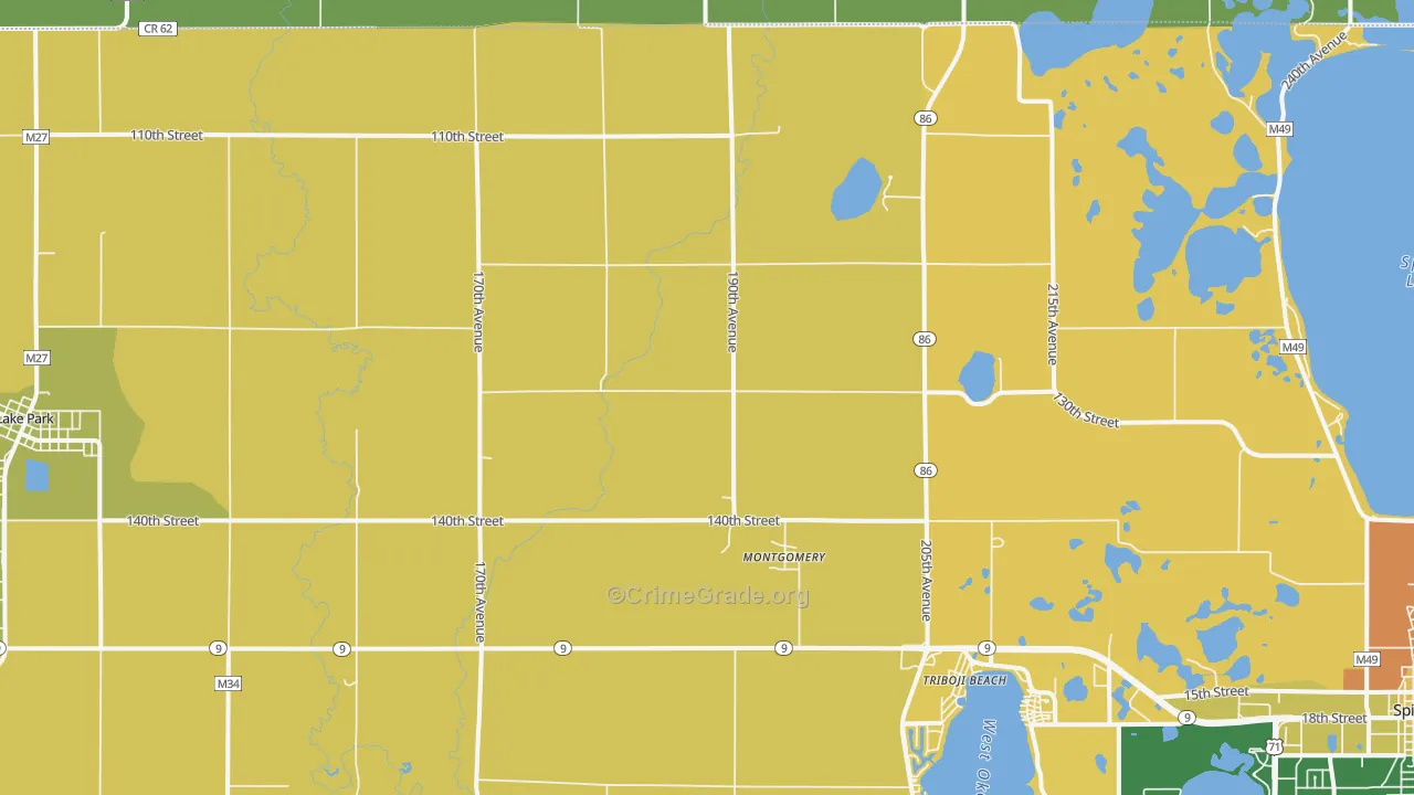 Montgomery, IA Map of Burglary Rates