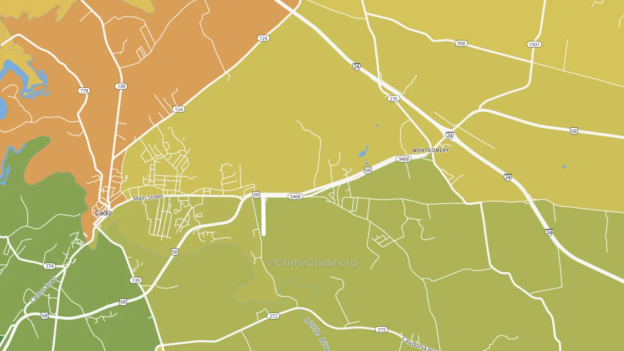 Montgomery, KY Map of Burglary Rates