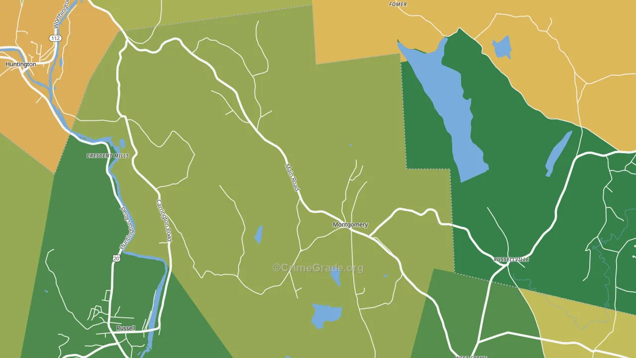 Montgomery, MA Map of Burglary Rates