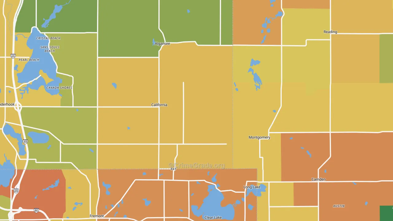 Montgomery, MI Map of Burglary Rates