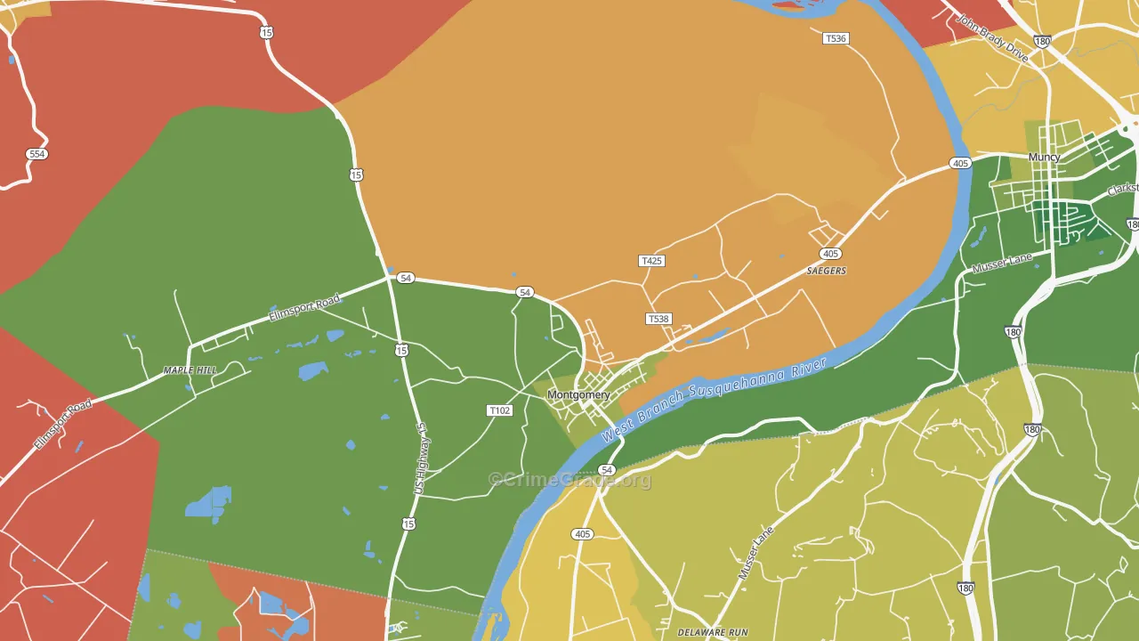 Montgomery, PA Map of Burglary Rates