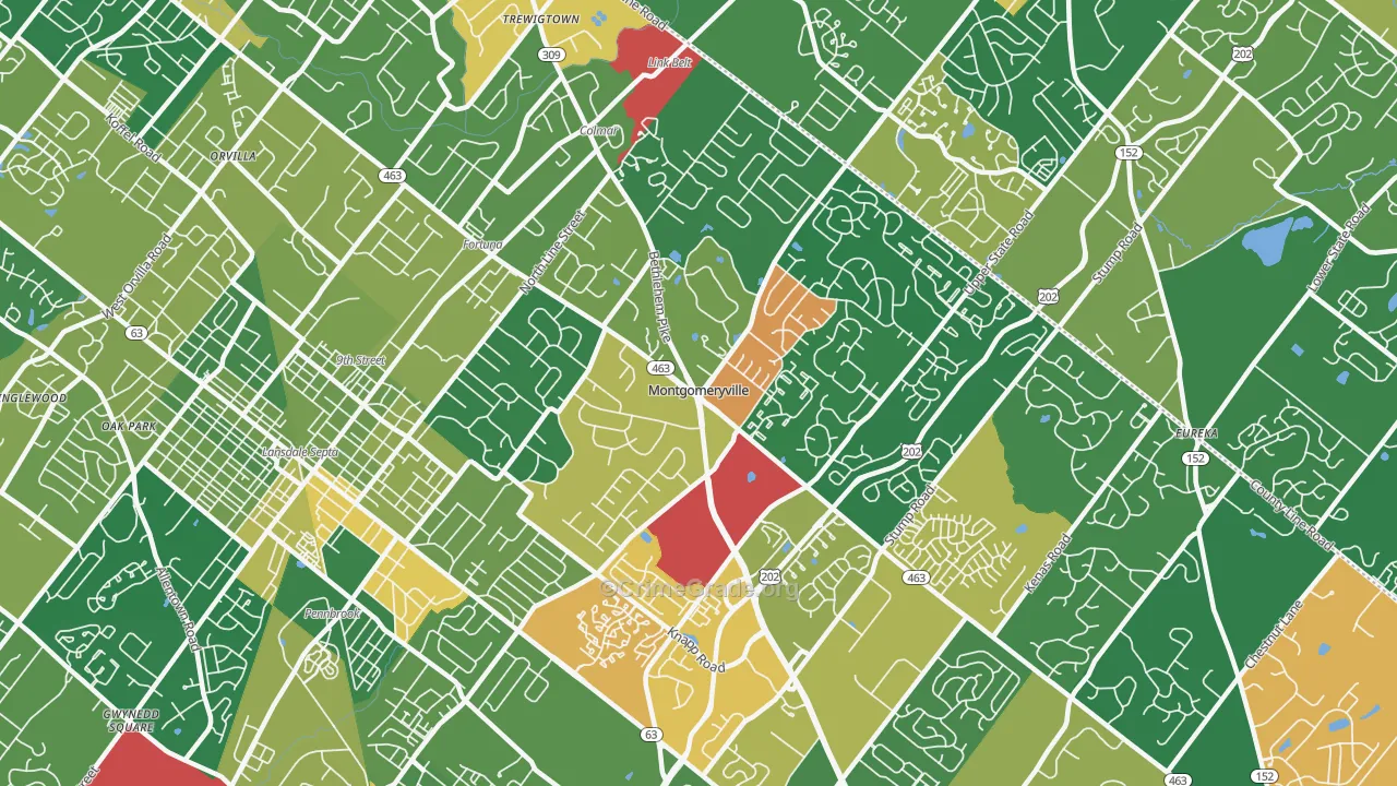 Montgomeryville, PA Map of Burglary Rates