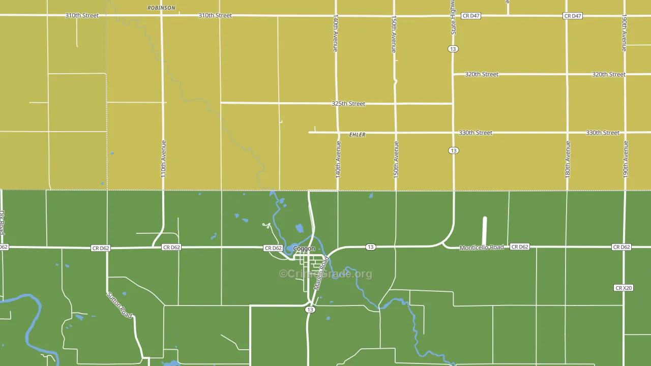 Monti, IA Map of Burglary Rates