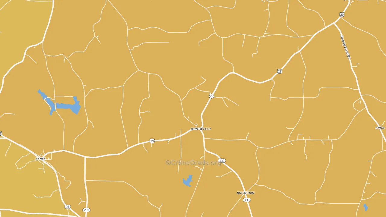 Monticello, AL Map of Burglary Rates