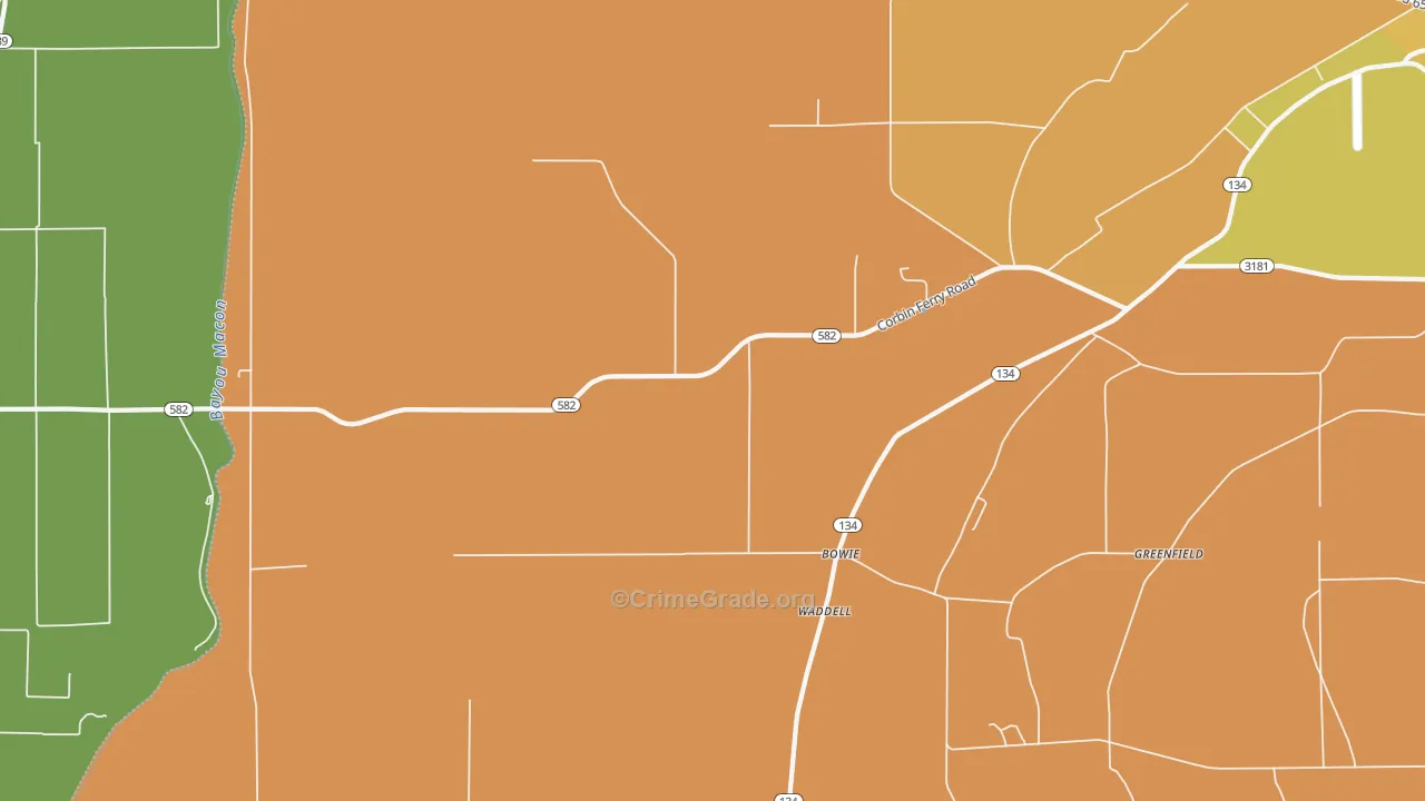 Monticello, LA Map of Burglary Rates