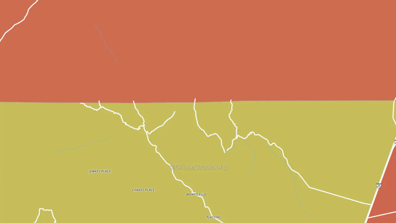 Monticello, NM Map of Burglary Rates