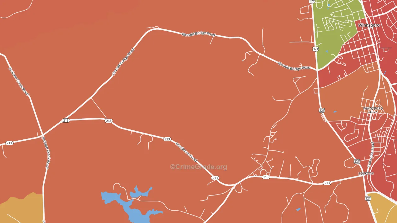 Monticello, SC Map of Burglary Rates