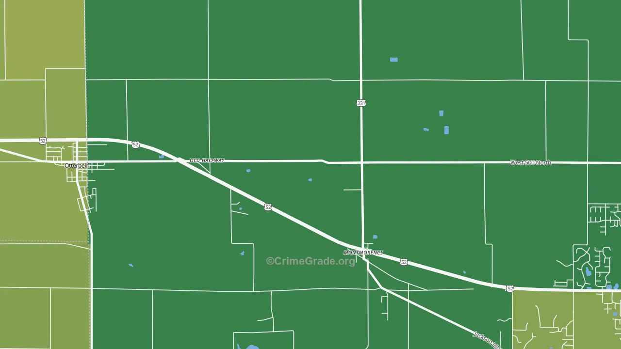 Montmorenci, IN Map of Burglary Rates