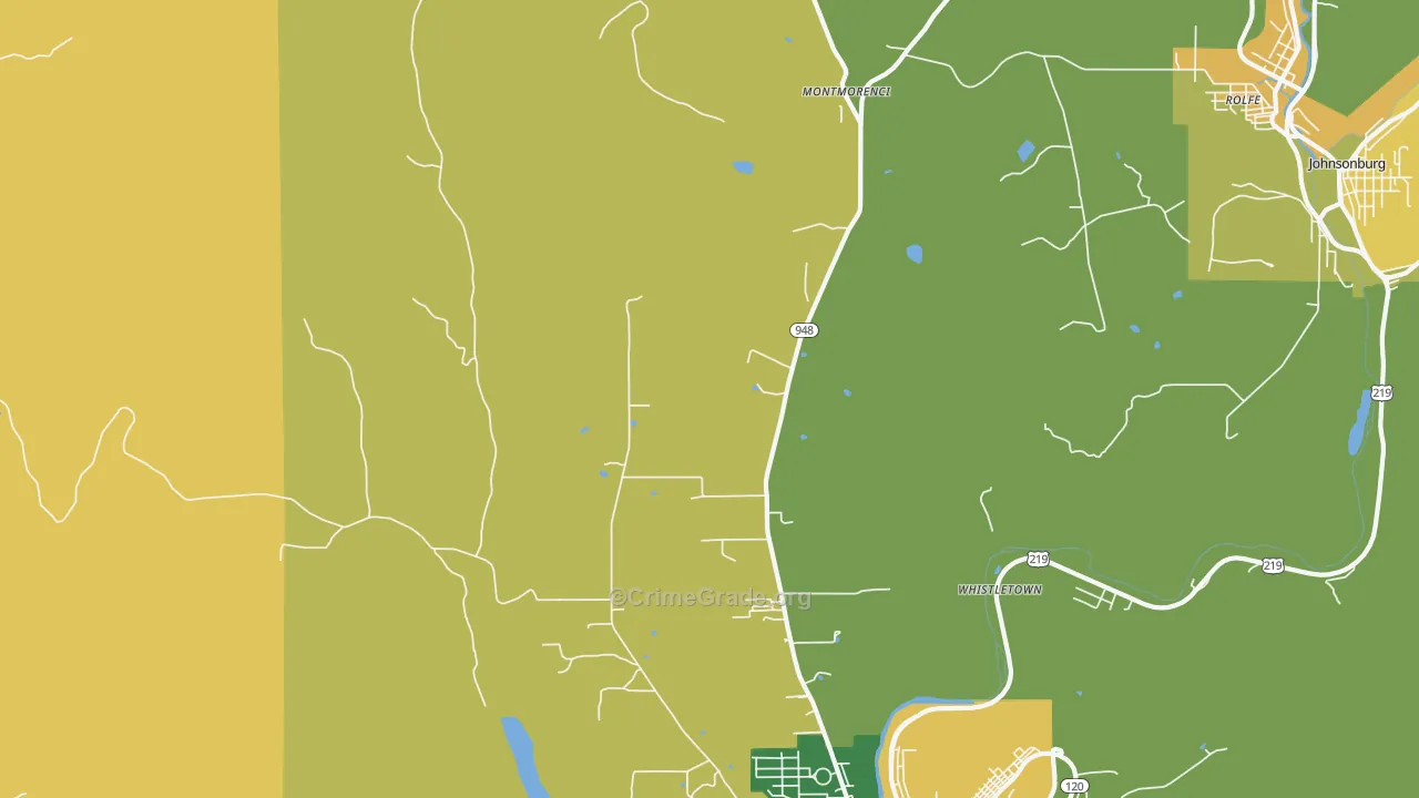 Montmorenci, PA Map of Burglary Rates