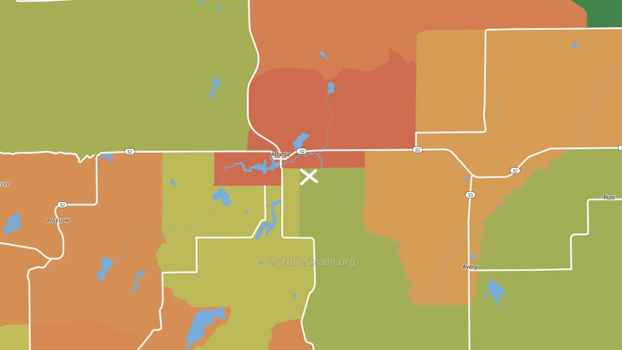 Montmorency County, MI Map of Burglary Rates