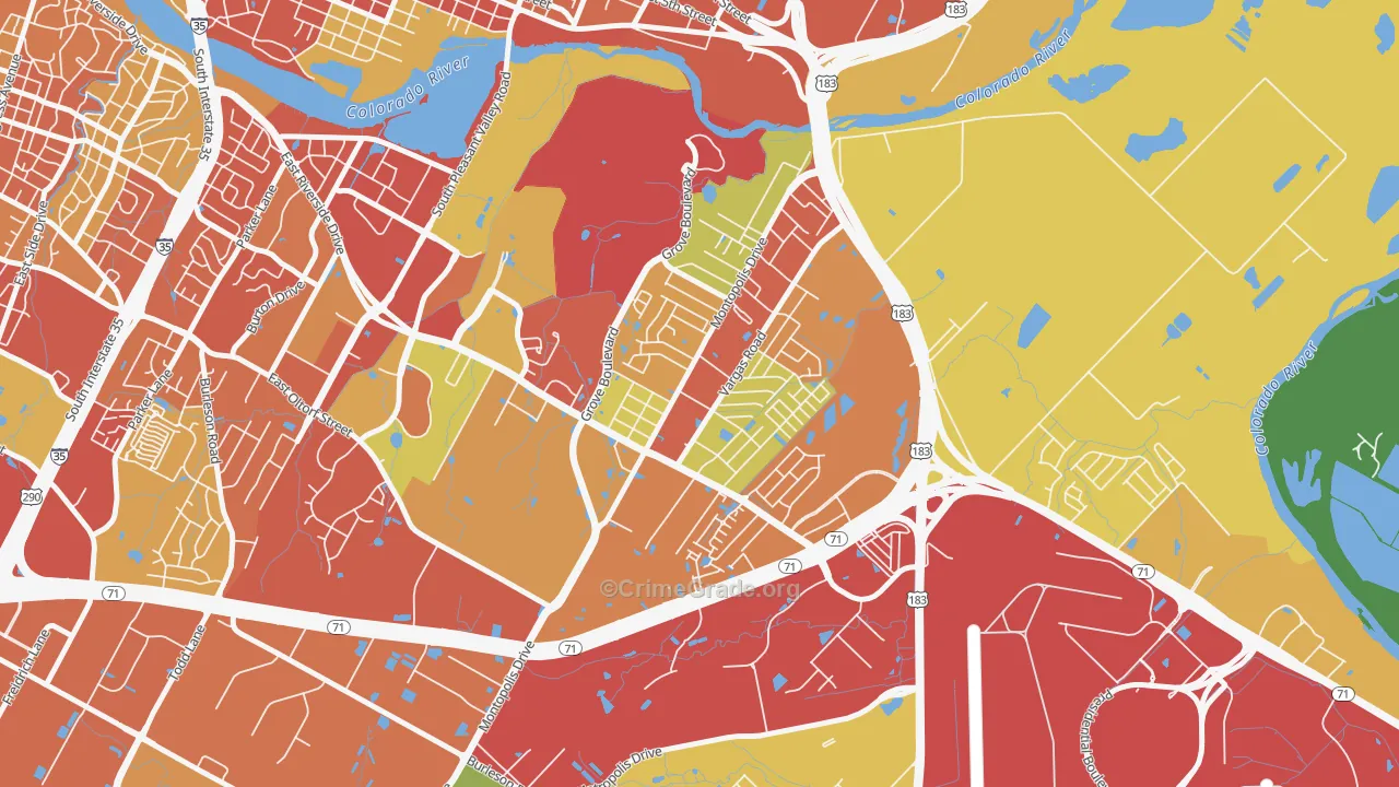 Montopolis, Austin, TX Map of Burglary Rates