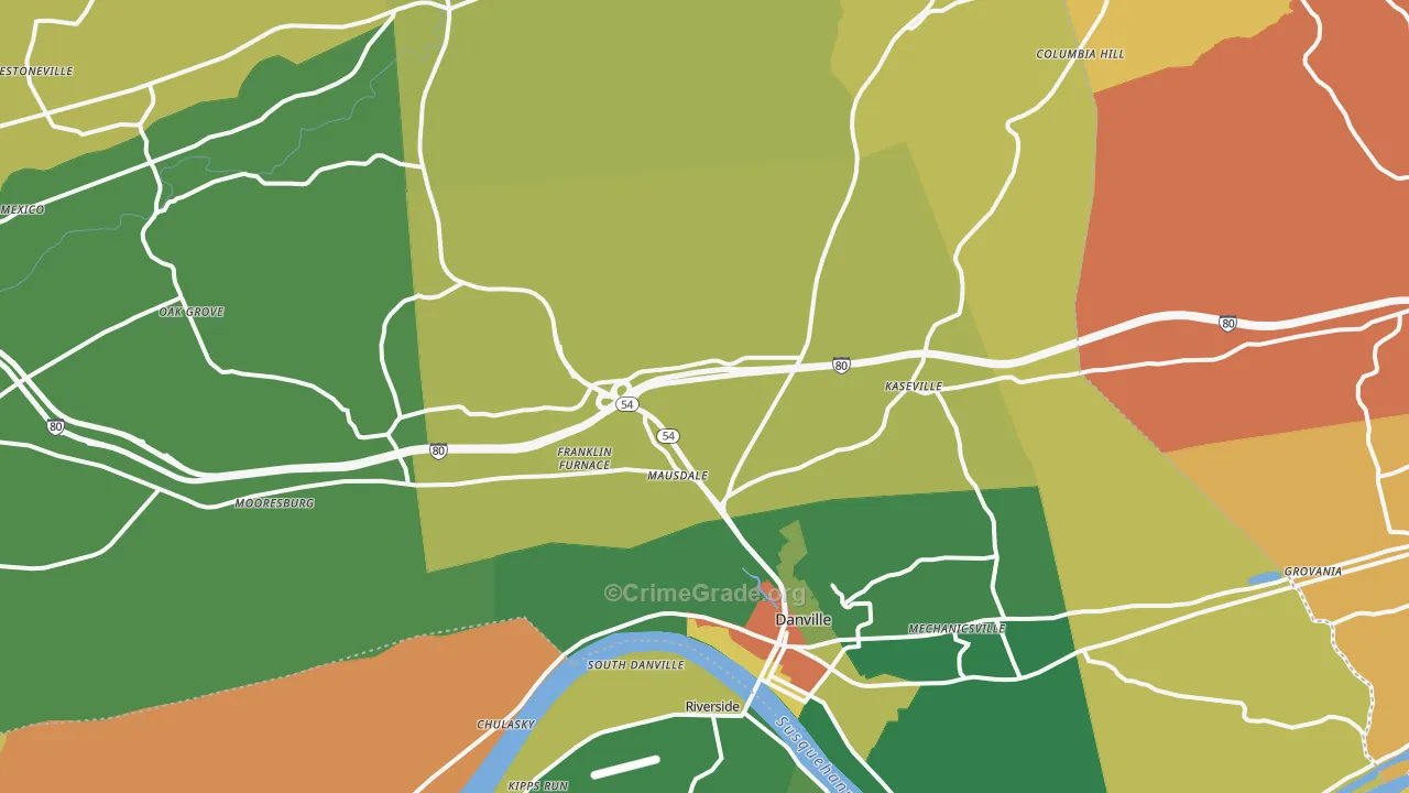 Montour County, PA Map of Burglary Rates
