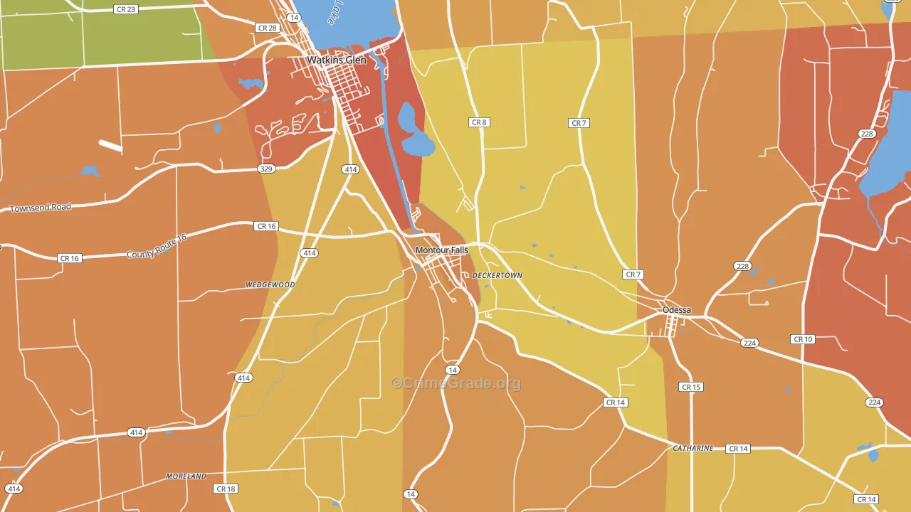Montour Falls, NY Map of Burglary Rates