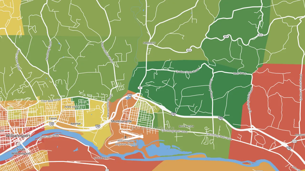 Montoursville, PA Map of Burglary Rates