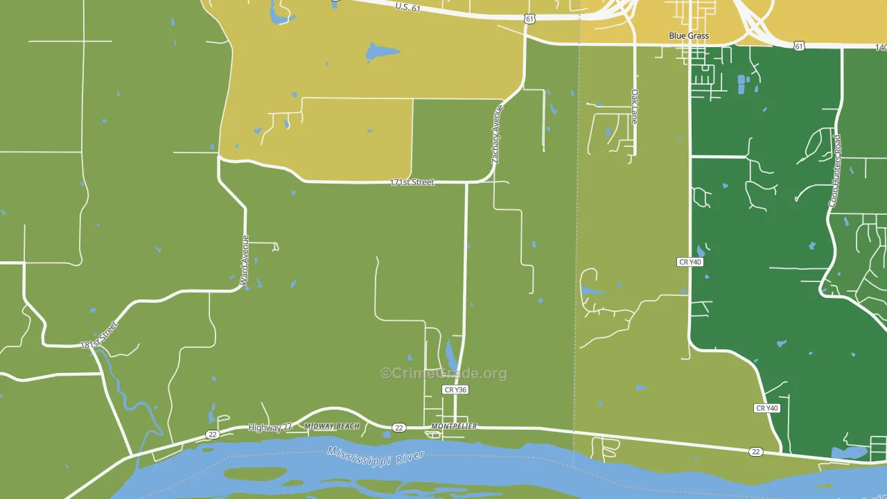 Montpelier, IA Map of Burglary Rates