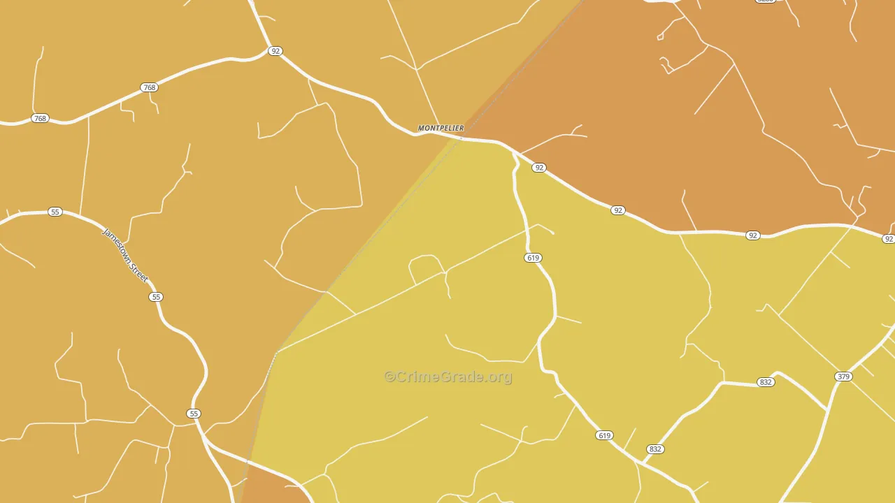 Montpelier, KY Map of Burglary Rates
