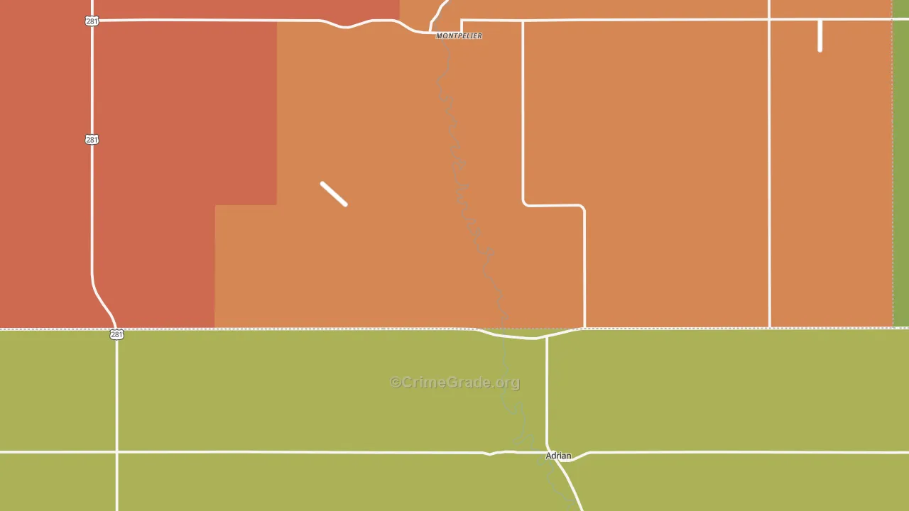 Montpelier, ND Map of Burglary Rates