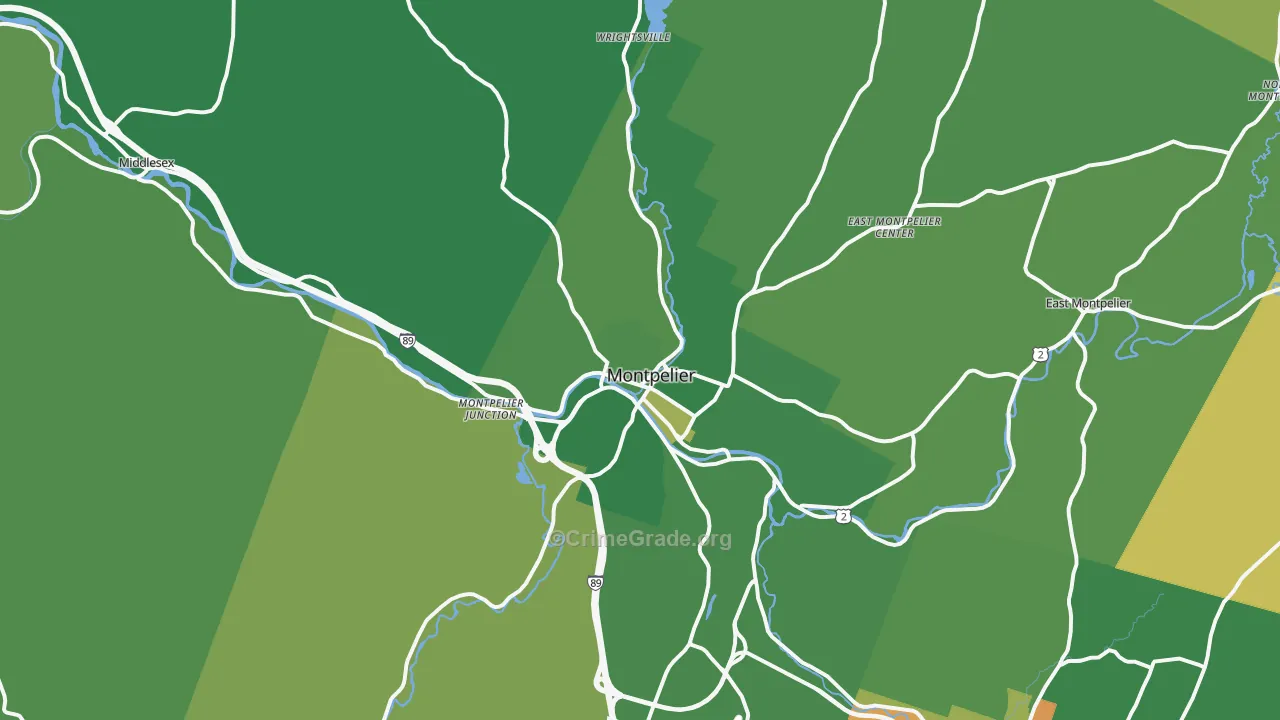 Montpelier, VT Map of Burglary Rates