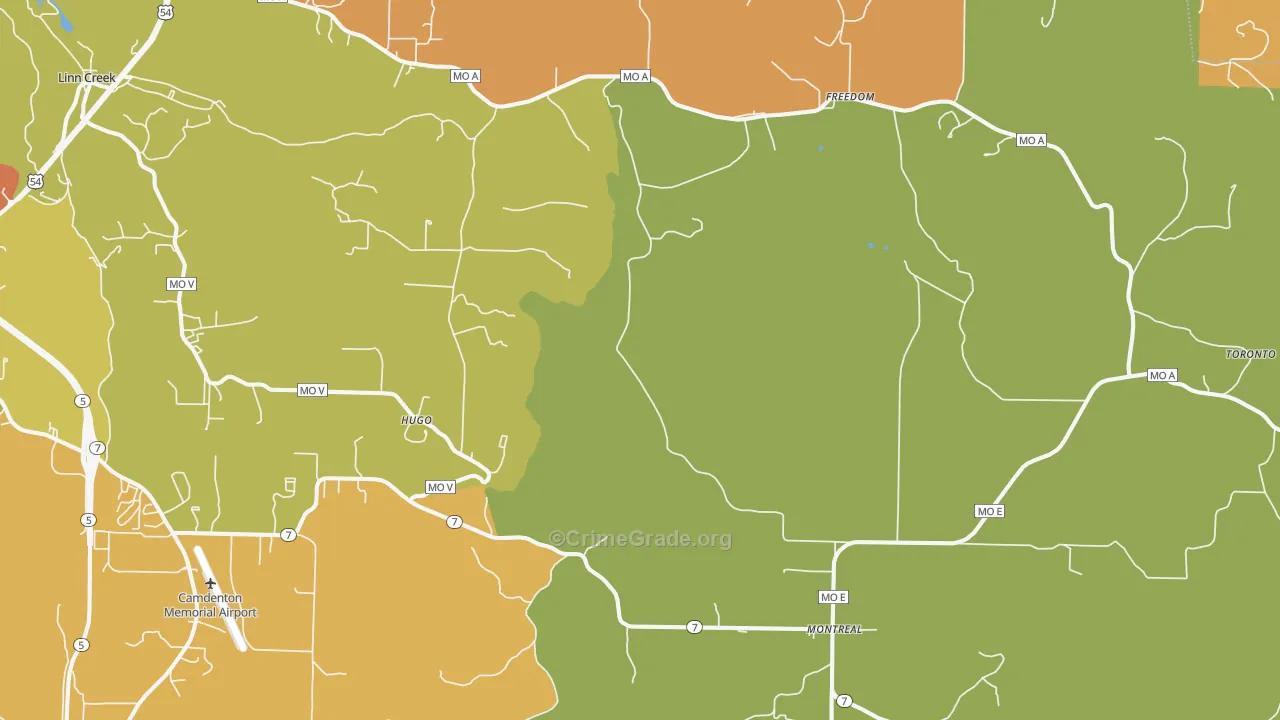 Montreal, MO Map of Burglary Rates