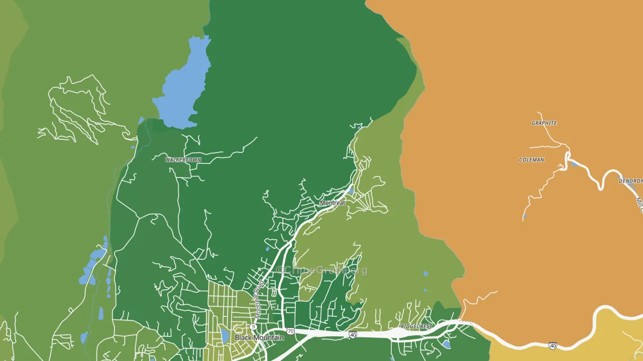 Montreat, NC Map of Burglary Rates