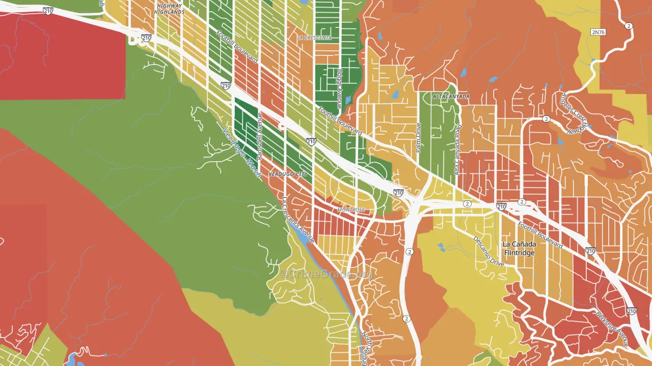 Montrose, CA Map of Burglary Rates