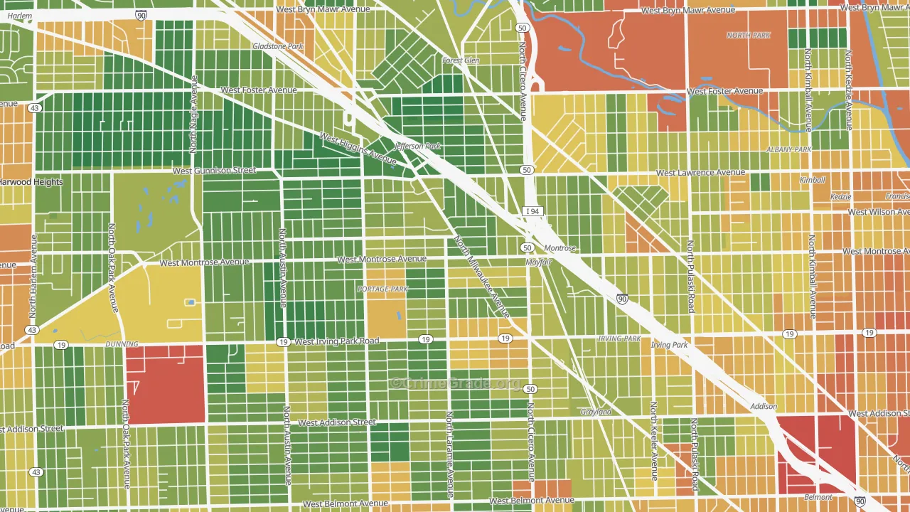 Montrose, Chicago, IL Map of Burglary Rates