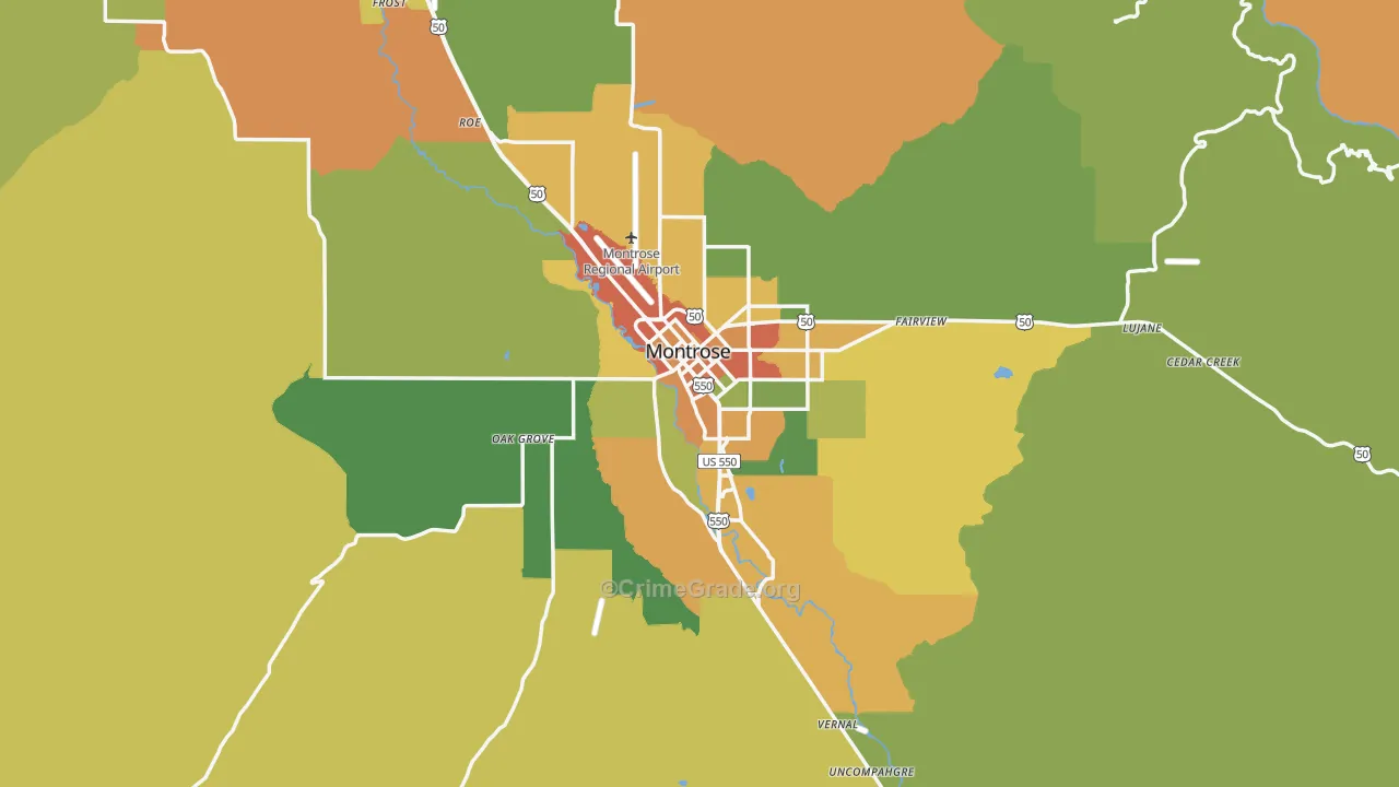 Montrose, CO Map of Burglary Rates