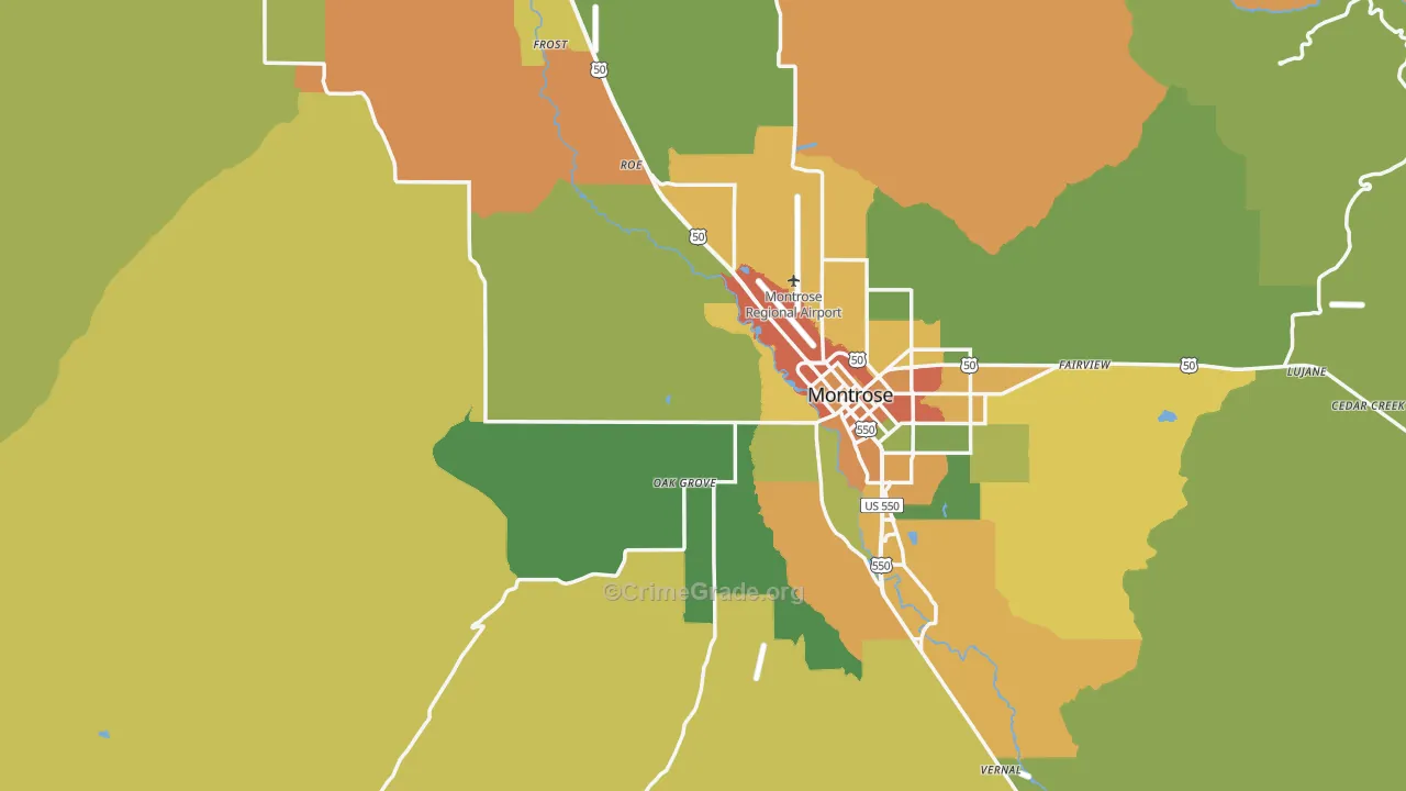 Montrose County, CO Map of Burglary Rates
