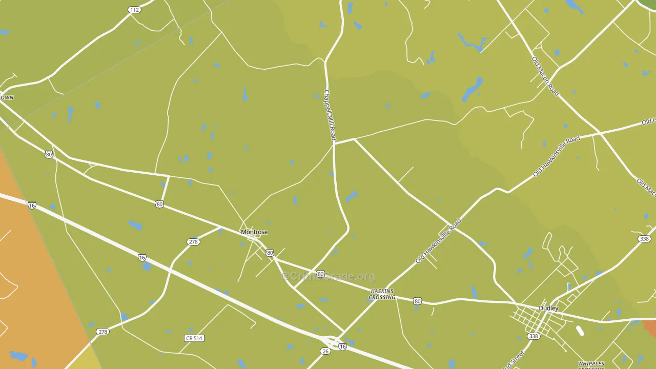 Montrose, GA Map of Burglary Rates