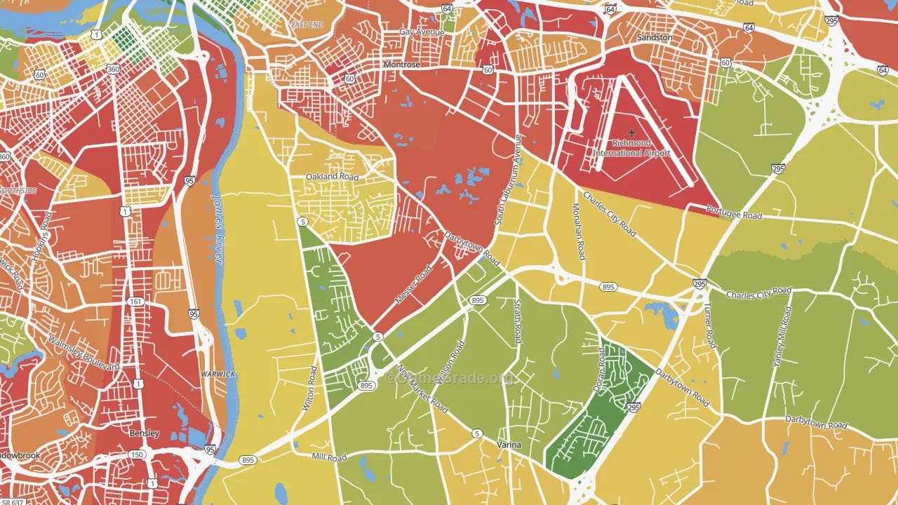 Montrose Heights, VA Map of Burglary Rates