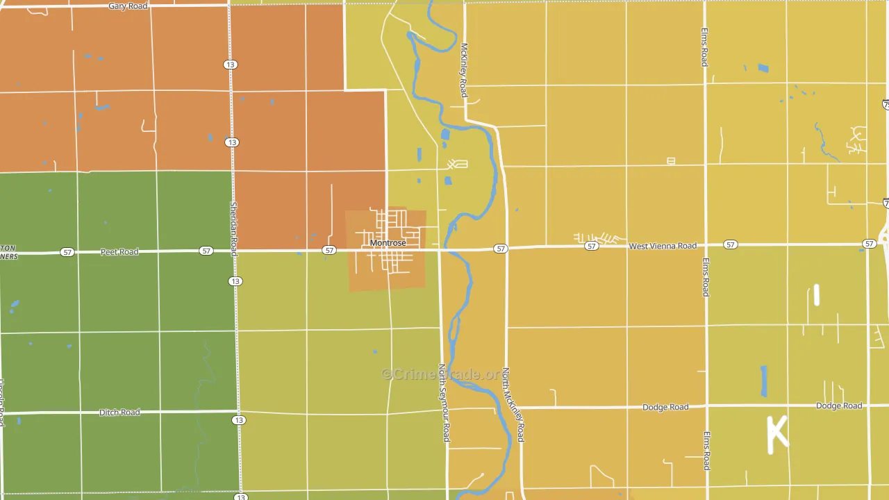Montrose, MI Map of Burglary Rates