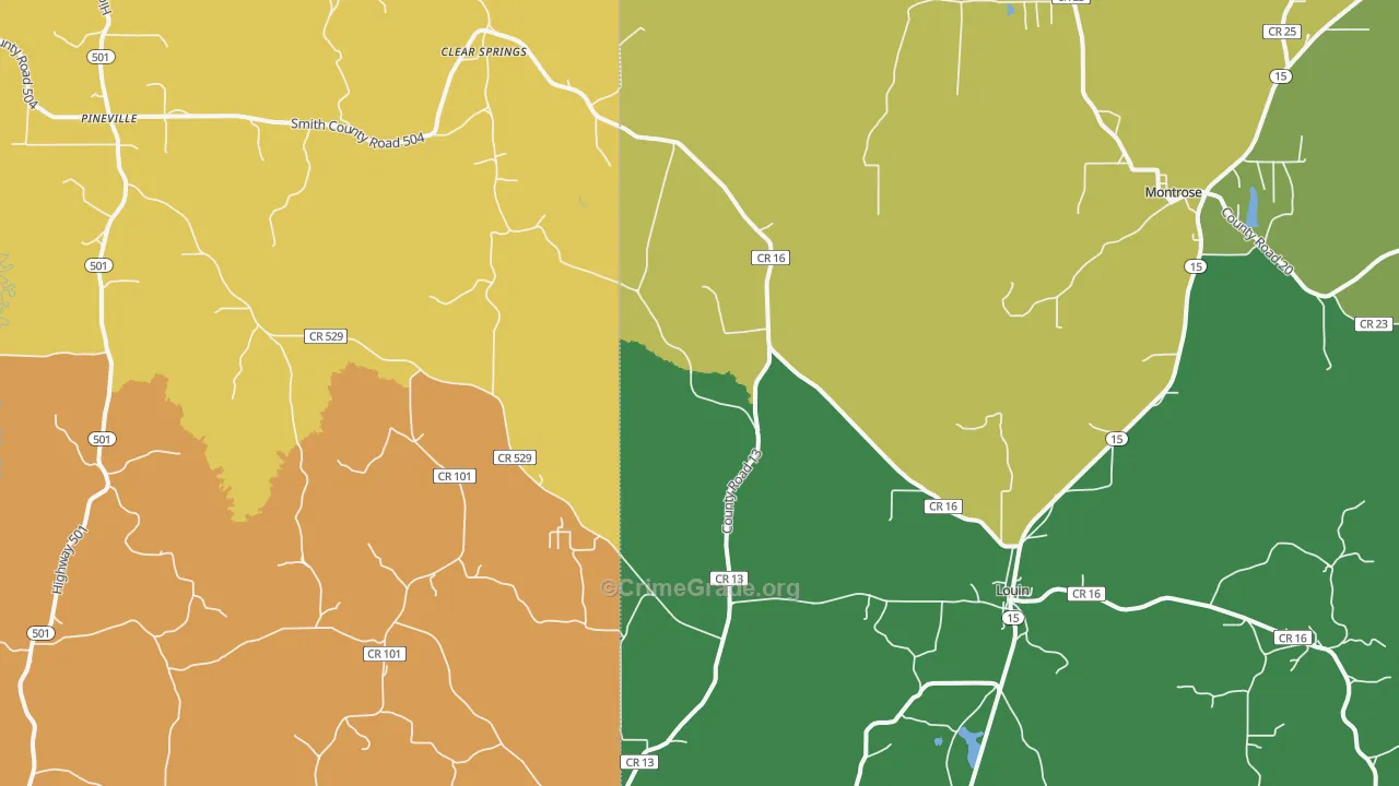 Montrose, MS Map of Burglary Rates