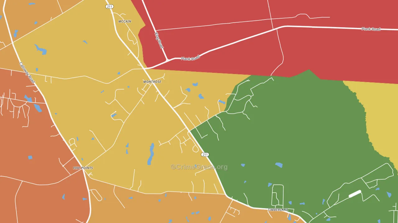 Montrose, NC Map of Burglary Rates
