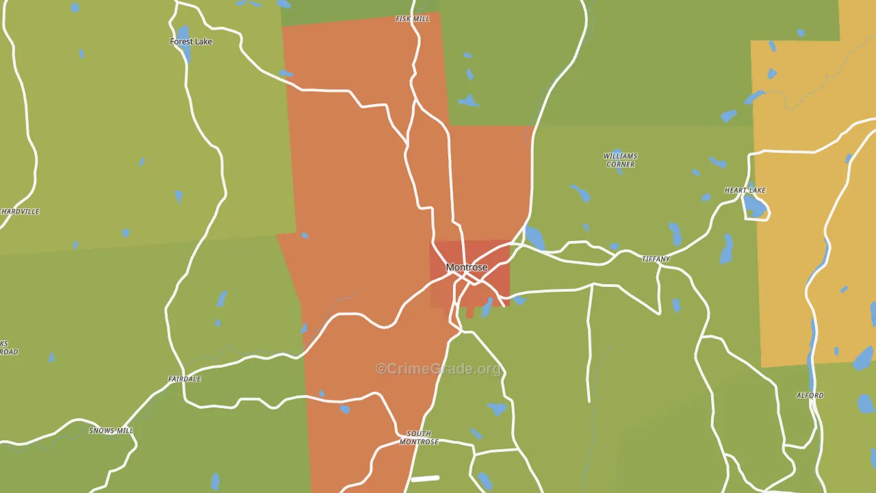 Montrose, PA Map of Burglary Rates