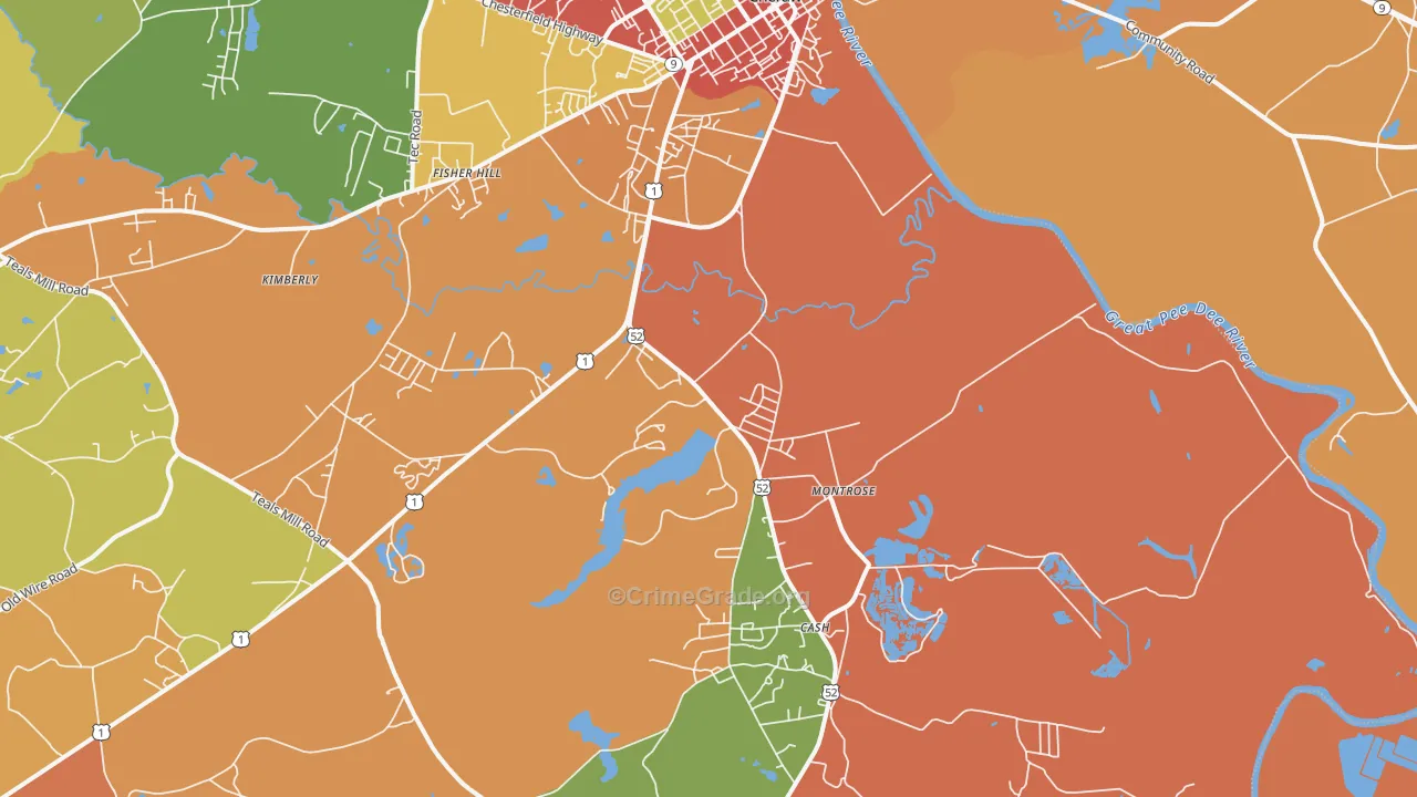 Montrose, SC Map of Burglary Rates