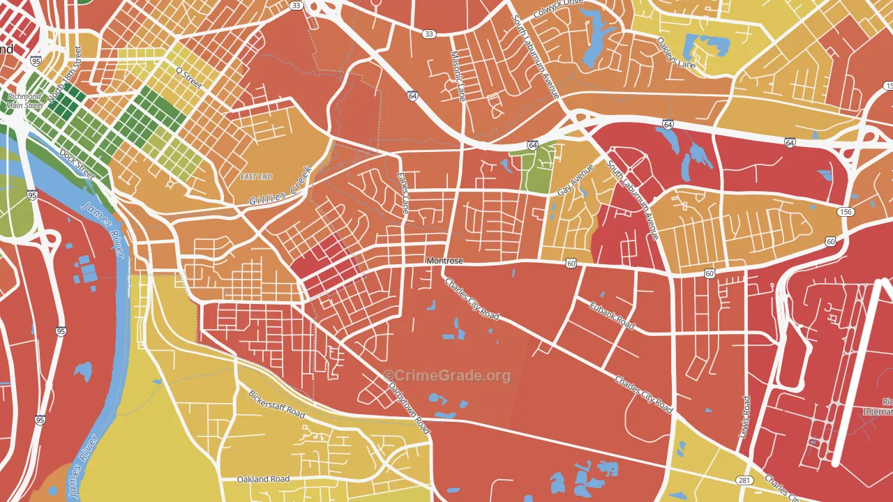 Montrose, VA Map of Burglary Rates