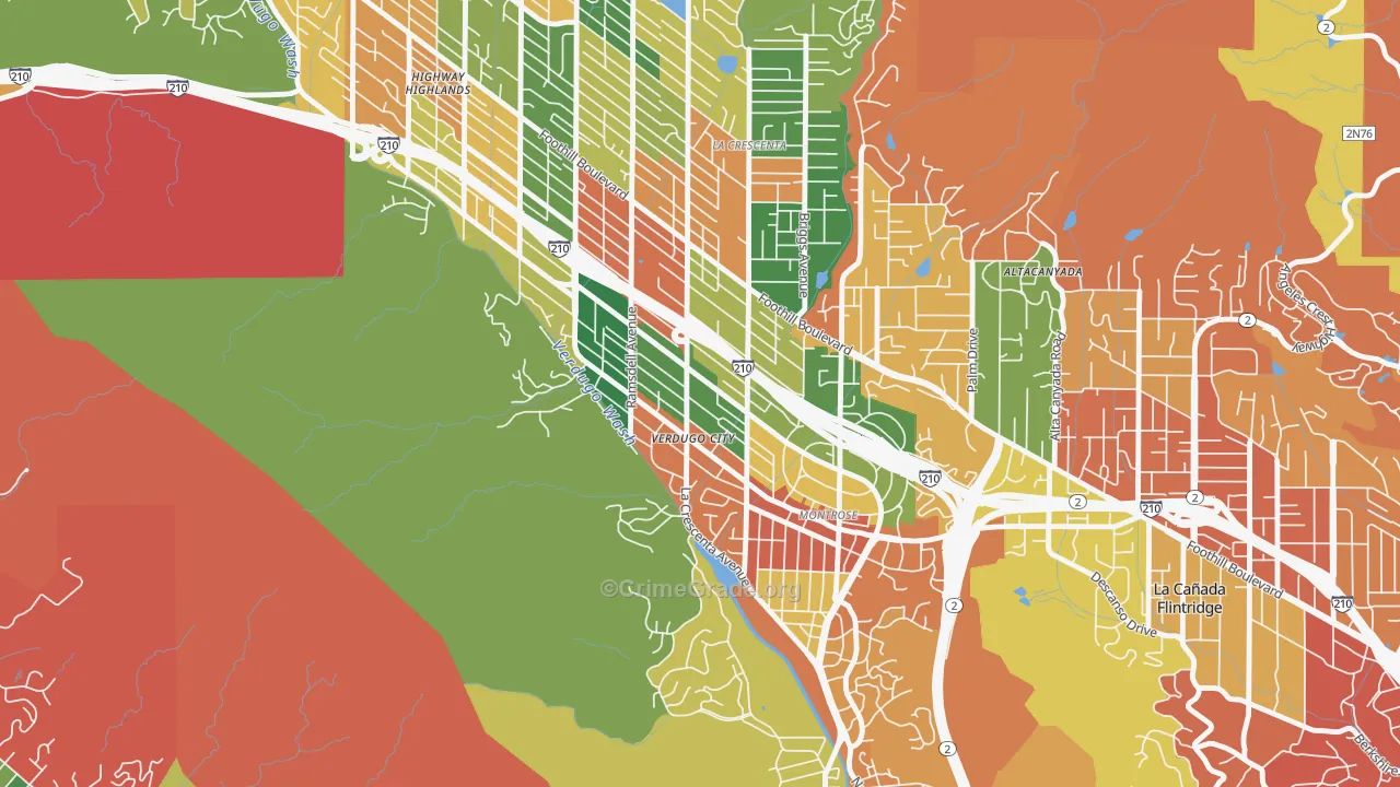 Montrose Verdugo City, La Crescenta, CA Map of Burglary Rates